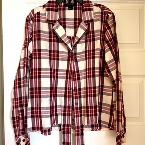 Womens button down flannel top!